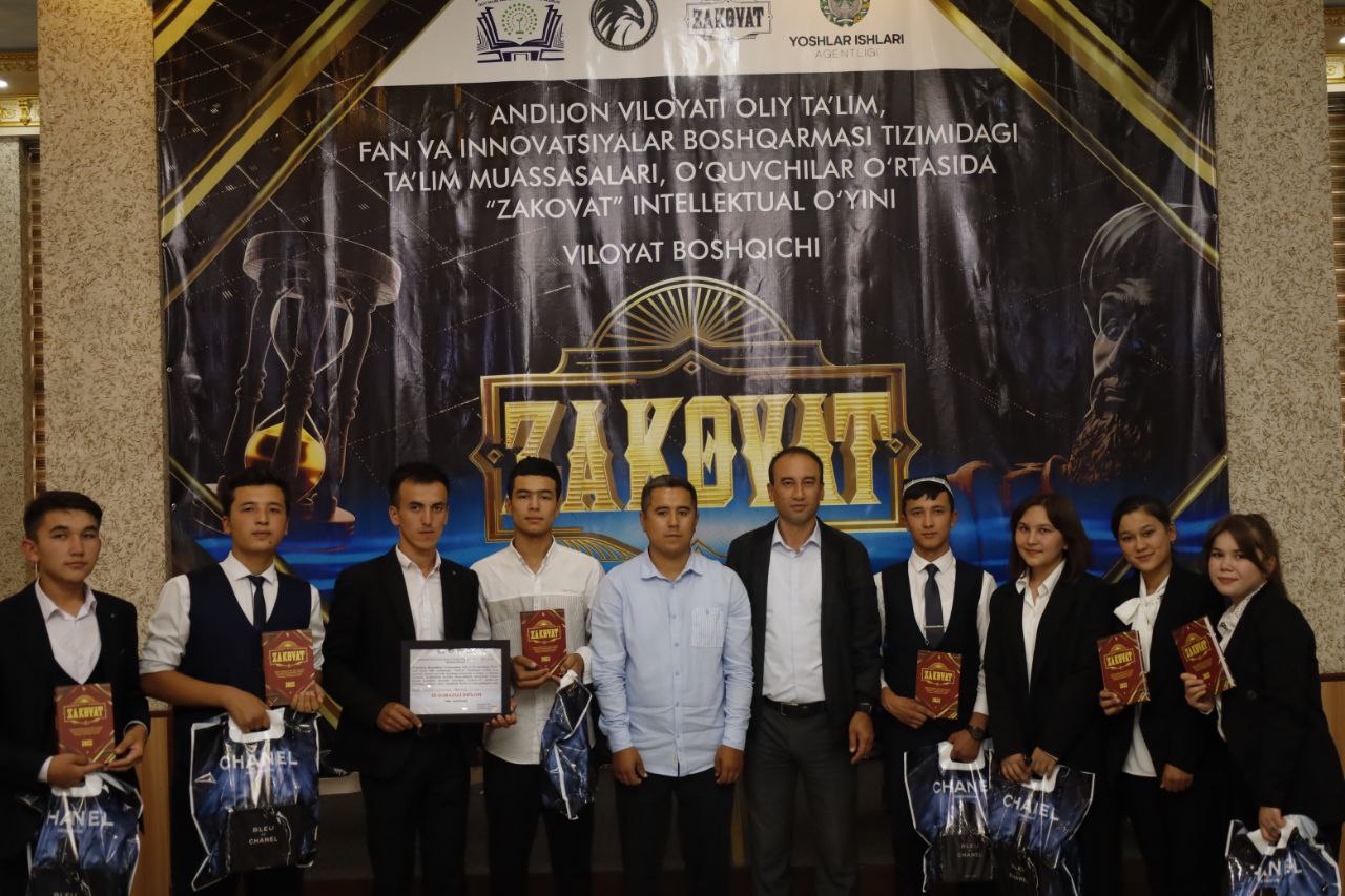 O‘rta maxsus va professional ta'lim muassasalari o‘quvchilari o‘rtasidagi “Zakovat” turnirining Andijon viloyati hududiy bosqich bo'lib o'tdi.